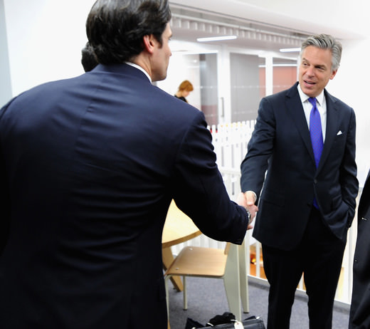 Former Utah governor Jon Huntsman meets with Jim Sharpe at GLG (Gerson Lehrman Group)
